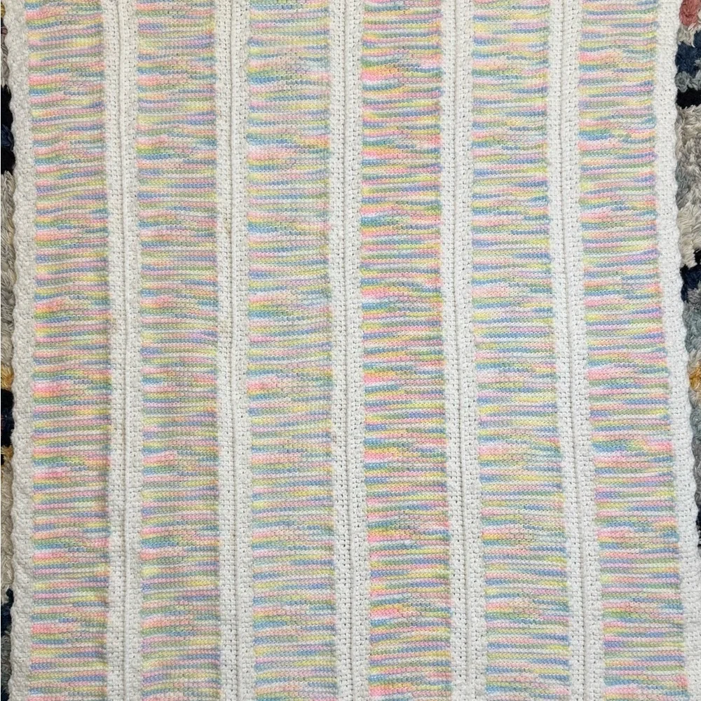 VTG‎ Pastel Knit Baby Blanket Dual Design
